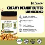Jus' Amazin Creamy Peanut Butter - Unsweetened (325g) | 27.8% Protein | Only 100% Pure Peanuts - no added Sugar/Salt/Hydrogenated Fats/Emulsifiers | Dairy Free, Keto | Clean Nutrition, 0% Chemcials - Fast Shipping to USA & Canada - Image 3
