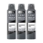 Dove Men+Care Invisible Dry Spray Antiperspirant Deodorant, Up To 48 hrs Protection From Sweat & Odour, Instantly Dry for Cleaner Feel & Leaves No White Marks or Stain, Soothes & Moisturises Skin, Warm, Oriental Scent, 150ml (Pack of 3) - Fast Shipping to USA & Canada