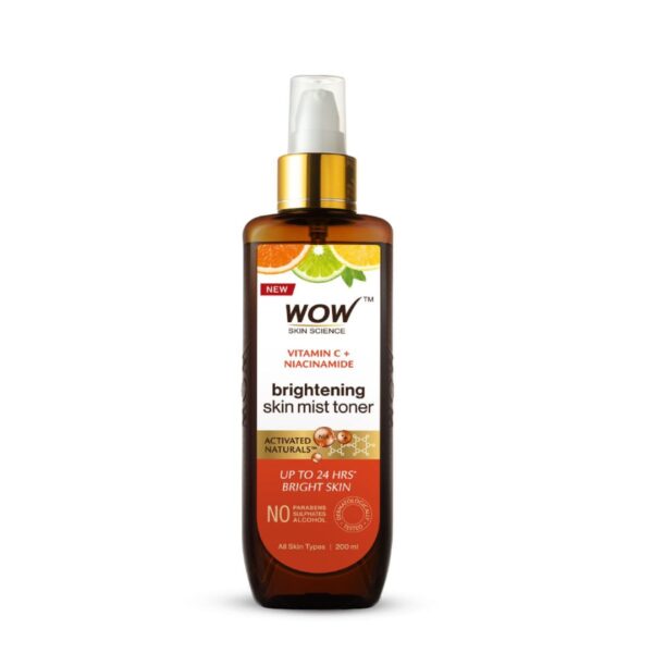 WOW Skin Science Vitamin C Skin Mist Toner with Lemon Essential Oil, Orange Essential Oil With Hazel & Aloe Vera Extracts - For All Skin Types - No Parabens, Silicones, Mineral Oil & Sulphates - 200mL - Fast Shipping to USA & Canada