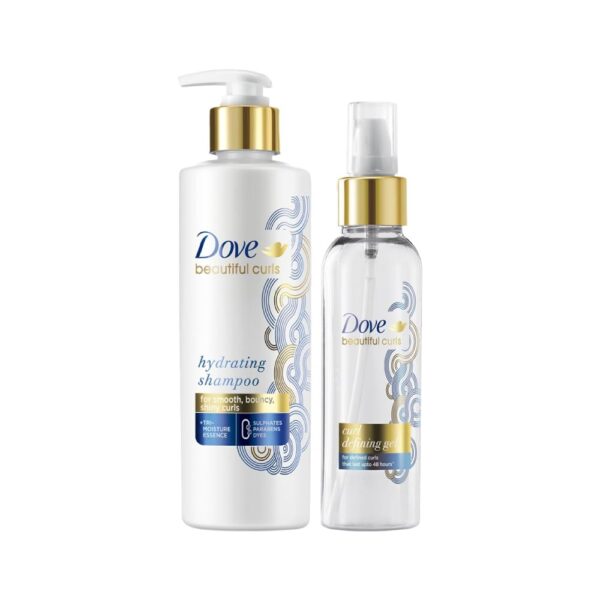 Dove Beautiful Curls Sulphate-Free Shampoo 380ml & Curls Defining Hair Gel 100ml, Combo | No Parabens & No Dyes | Made for Curly Hair, With Tri-Moisture Essence for Smooth, Shiny, Bouncy Curls