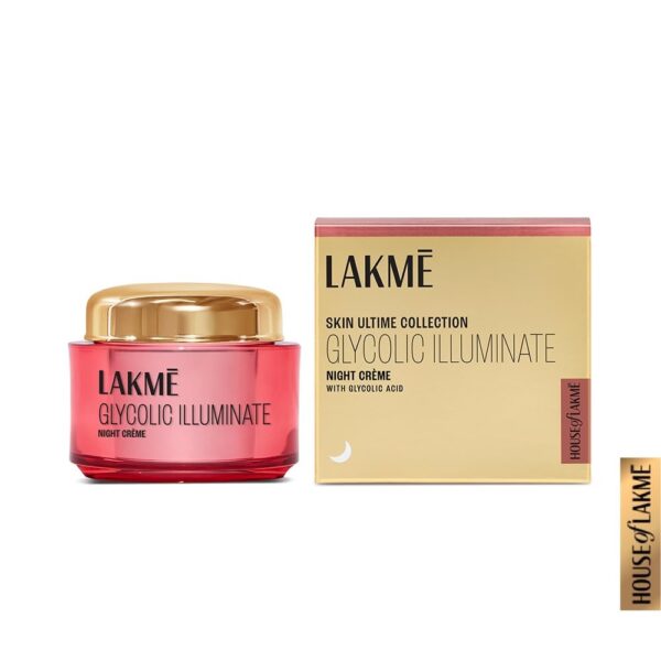 LAKME Glycolic Illuminate Night Cream 50 g| Skin Cell Regeneration Cream & Reveals Even Toned Skin with Glycolic Acid & 1% Niacinamide - Fast Shipping to USA & Canada
