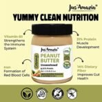 Jus' Amazin Creamy Peanut Butter - Unsweetened (325g) | 27.8% Protein | Only 100% Pure Peanuts - no added Sugar/Salt/Hydrogenated Fats/Emulsifiers | Dairy Free, Keto | Clean Nutrition, 0% Chemcials - Fast Shipping to USA & Canada - Image 4