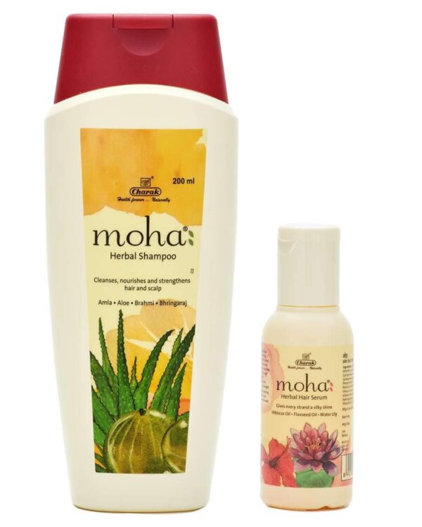 Moha: Herbal Shampoo 200 ml and Hair Serum 30 ml Combo set effective for Hair and Scalp - (Pack of 2) - Fast Shipping to USA & Canada