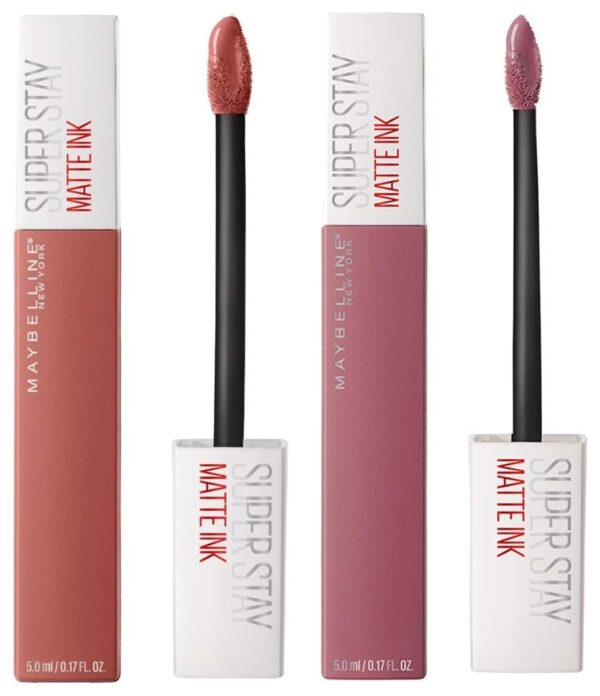 Maybelline New York Super Stay Matte Ink Liquid Lipstick, 15 Lover, 5ml and Maybelline New York Super Stay Matte Ink Liquid Lipstick, 130 Self Starter, 5ml - Fast Shipping to USA & Canada