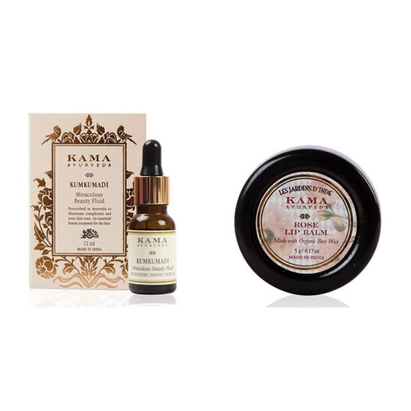 Kama Ayurveda Kumkumadi Miraculous Beauty Ayurvedic Night Serum, 12ml & Rose Lip Balm, 5g