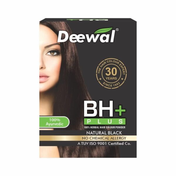 Deewal BH+ hair color Organic, amonia free 100% herbal hair color powder for Natural (Black) - Fast Shipping to USA & Canada