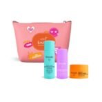 Foxtale Dewy Morning Travel Kit | Hydrating Face Wash, 24-Hr Moisturizer & SPF 50 Sunscreen | 100% Glow, 24-Hr Hydration, Zero White Cast | With Hyaluronic Acid, Ceramides & Vitamin C | Travel Pouch Included | Pack of 3 | Travel Friendly | Pocket Friendly | Gift for Birthday and Anniversary - Fast Shipping to USA & Canada