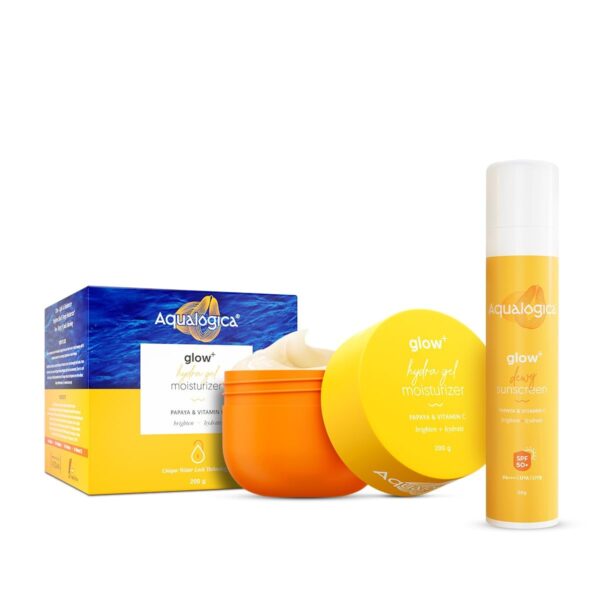 Aqualogica Hydra Glow Duo|Glow+ Dewy Sunscreen + Glow+ Hydra Gel Moisturizer|24-Hour Intense Hydration | Dewy Finish | Spf 50+ & Pa++++ Protection, All - Fast Shipping to USA & Canada