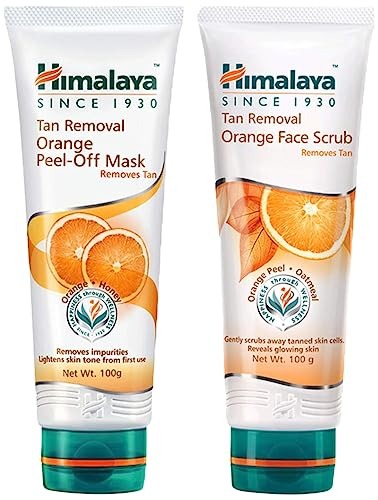Himalaya Tan Removal Orange Face Scrub, 100G And Himalaya Herbals Tan Removal Orange Peel-Off Mask, 100G - Fast Shipping to USA & Canada