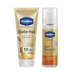 Vaseline Gluta-Hya Flawless Glow, 200ml + Vaseline Sun Protect & Cooling Body Serum Lotion, SPF 30, 180ml - Fast Shipping to USA & Canada