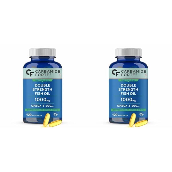 Carbamide Forte Double Strength Fish Oil 1000mg with Omega 3 600mg -120 Capsules (Pack of 2) - Fast Shipping to USA