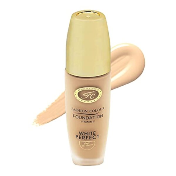 FASHION COLOUR Vitamin C Foundation | Water-Resistant | Medium to Buildable Coverage | Lightweight | Easy to Blend | With Vitamin C | 01 Pearl White | 40gm - Fast Shipping to USA & Canada