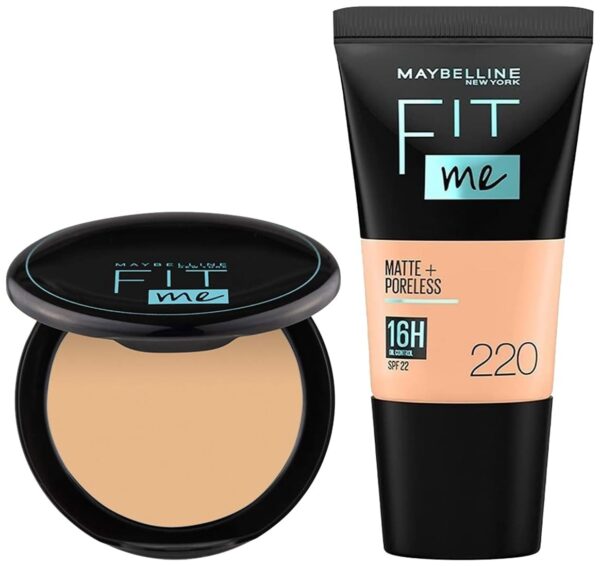 Maybelline New York Liquid Matte Full Coverage Foundation oil For Normal, Combination And Oily Skin, 220 Natural Beige & New York Compact Powder, Warm Nude, 8G, Pack Of 1 - Fast Shipping to USA & Canada