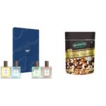WOW Skin Science Eau De Parfum Luxury Perfume Kit Rakhi Gift for brother 4x20 ml with Happilo Premium International Healthy Nutmix 200g For Men - Fast Shipping to USA & Canada