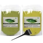 Organic Bites Organic Bites Natural Dye for Black Hair (Henna Leaves powder, Indigo leaves powder combo pack) Avuri and Mehandi, Neela Amari, Natural Mehndi, Neel Patti, Neelayamari, Neli Aku - 50 gm Each (Total - 100 gm ) - Fast Shipping to USA & Canada