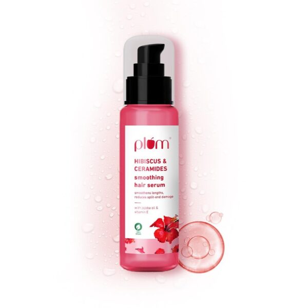 Plum Hibiscus & Ceramides Smoothing Hair Serum | Enriched with Jojoba Oil & Vitamin E | Nourishing Formula for Long, Frizz-Free Hair | Suitable for All Hair Types | 100% Vegan & Cruelty-Free | 75ml - Fast Shipping to USA & Canada
