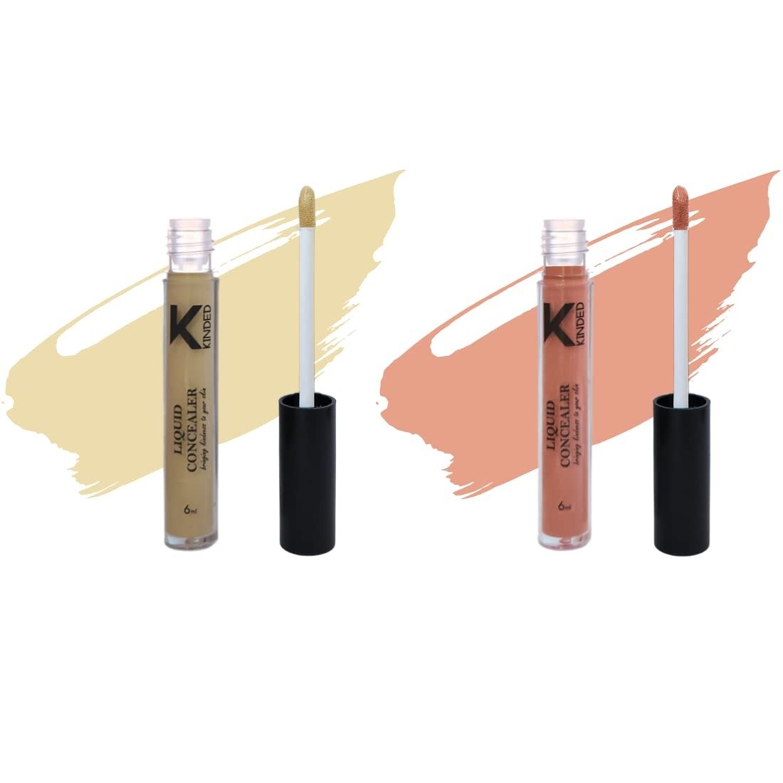 51Xyy0RKZPL-1.jpg KINDED Liquid Concealer Full Coverage Colour Corrector Contour Waterproof HD Pro Master Series for Dry & Oily Skin Dark Circles & Spots (Creamy Matte, Yellow Tone & Peachy Orange Combo, 6 ml each) - Fast Shipping to USA & Canada - Image 1
