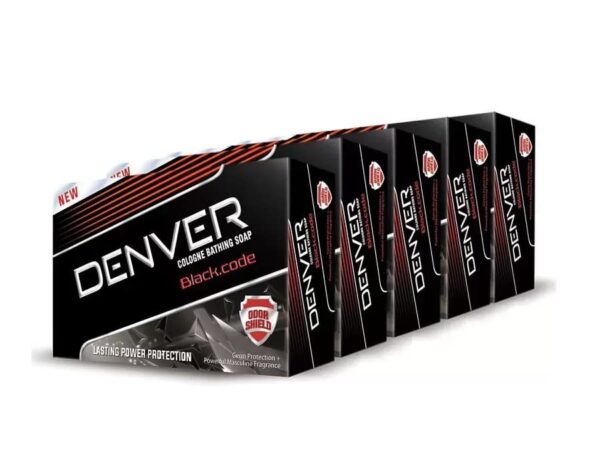 DENVER Black Code Bathing Soap -125GM Each (Pack Of 5) | Fragrance Soap Specially for Men