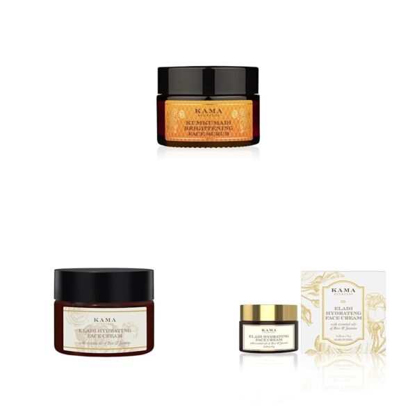 Kama Ayurveda Kumkumadi Brightening Face Scrub 25gm,Kama Ayurveda Eladi Hydrating Face Cream 25Gm,KAMA AYURVEDA ELADI HYDRATING FACE CREAM 8GM