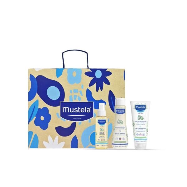 Mustela Mom's Treasure Box - Gentle Shampoo 200ml, Cleansing Gel 200ml & Baby Oil 100ml - Complete Baby Care Set - Fast Shipping to USA & Canada