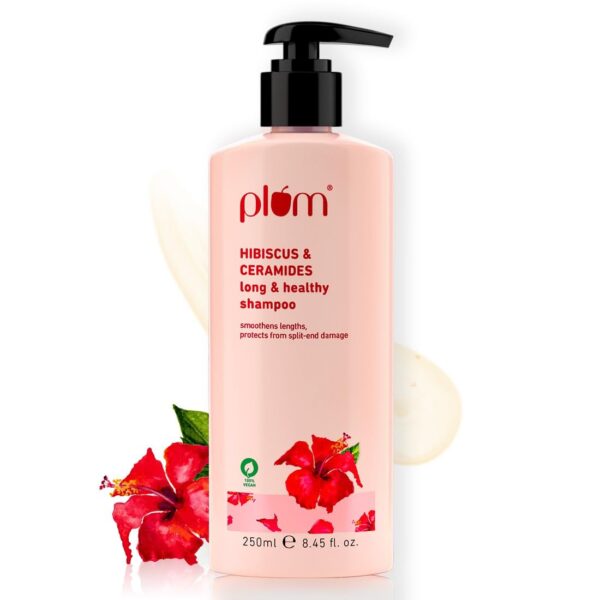Plum Hibiscus & Ceramides Shampoo for Hair Growth | Provides Silky, Smooth & Long Hair | Repair Split End | Paraben Free shampoo for Women & Men | for All Hair Types | Safe for Daily Use | 250ml - Fast Shipping to USA & Canada