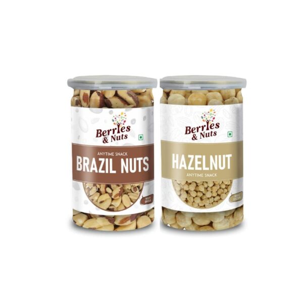 Berries And Nuts Premium Jumbo Brazil Nuts & Hazel Nuts Combo | Brazil Nuts 200 Grams & Hazel Nuts 170 Grams - Fast Shipping to USA & Canada