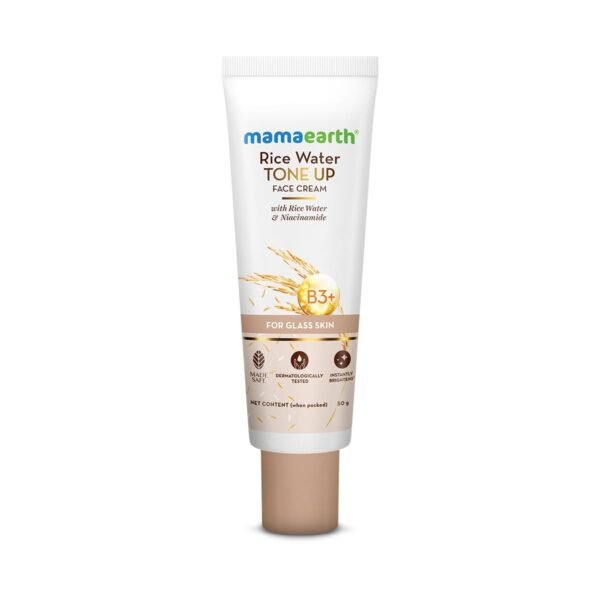 Mamaearth Rice Water Tone Up Face Cream with Rice Water & Niacinamide for Glass Skin 50g | Instantly Brightens | Even Skin Tone | Adds Glow | All Skin Types | Korean Rice Tone Up - Fast Shipping to USA & Canada