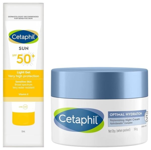 Cetaphil Combination Skin Sun Spf50 Sunscreen Very High Protection Light Gel Water Resistant Vitamin E 50Ml Pack Of 1 Optimal Hydration Replenishing Night Cream 50g - Fast Shipping to USA & Canada