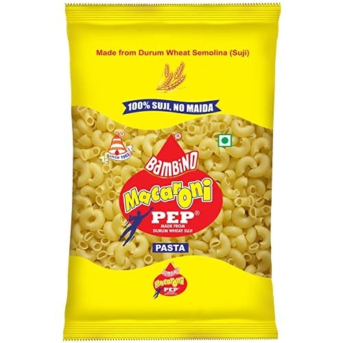 Bambino Vegetarian Pasta Macaroni Elbow, 400 grams / 425 grams Pouch (Weight May Vary) - Fast Shipping to USA & Canada