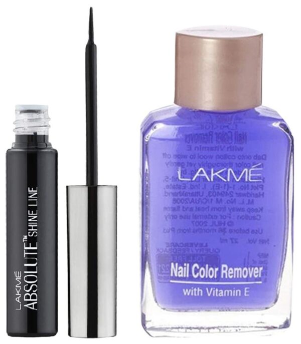 LAKME Absolute Shine Glossy Liquid Eye Liner, Black, 4.5Ml And Lakme Nail Color Remover, 27Ml - Fast Shipping to USA & Canada