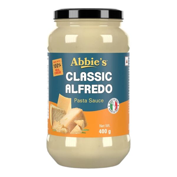 Abbie's Classic Alfredo Cheesy White Pasta Sauce 400 Gram, Traditional Italian Cheese Sauce, For Pasta And Pizza, Made With Real Cheese, Imported Pasta Sauce - Fast Shipping to USA & Canada
