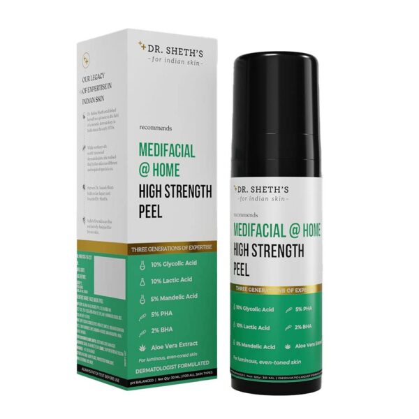 Dr. Sheth's Exfoliating Medifacial @ Home High Strength Peel | AHA BHA Peeling Solution for Luminous, Even-Toned Skin - 30ml - Fast Shipping to USA