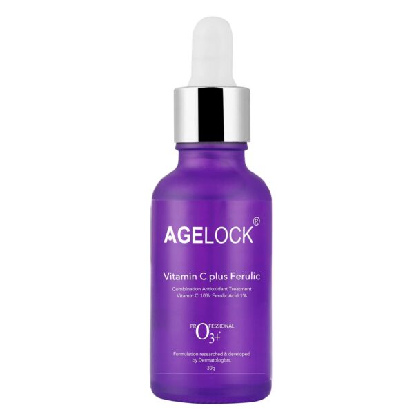 O3+ Agelock Vitamin C Ferulic Acid Serum Antioxidant Face Toner for Detanning, Fine Lines, Wrinkle Removal & Bright Skin, 30g - Fast Shipping to USA & Canada