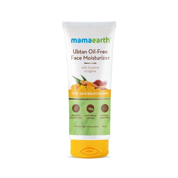 Mamaearth Ubtan Oil-Free Face Moisturizer With Turmeric & Saffron For Skin Brightening - 80g - Fast Shipping to USA & Canada