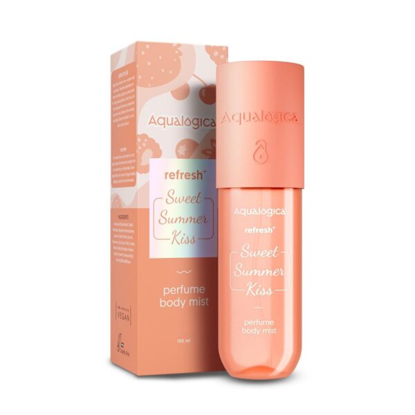 Aqualogica Refresh+ Sweet Summer Kiss Perfume Body Mist With Zemea & Hyaluronic Acid | Long-Lasting Fragrance | Sweet Strawberry Fragrance | Double Duty Mist For Hair & Body | Gives Intense Hydration | 150 ml - Fast Shipping to USA & Canada