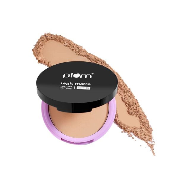 Plum Legit Matte Talc-Free Compact With SPF15 | Lightweight | Even Coverage | 100% Vegan & Cruelty Free | Sunset Bronze - 125Y (Medium, Warm Undertone)? - Fast Shipping to USA & Canada