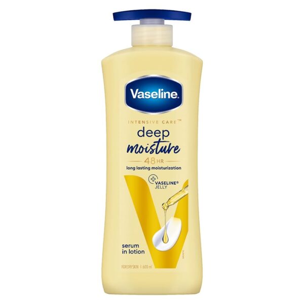 Vaseline Intensive Care, Deep Moisture Nourishing Body Lotion, 600ml, for Radiant, Glowing Skin, with Glycerin, Non-Sticky, Fast Absorbing, Daily Moisturizer for Dry, Rough Skin, For Men & Women - Fast Shipping to USA & Canada