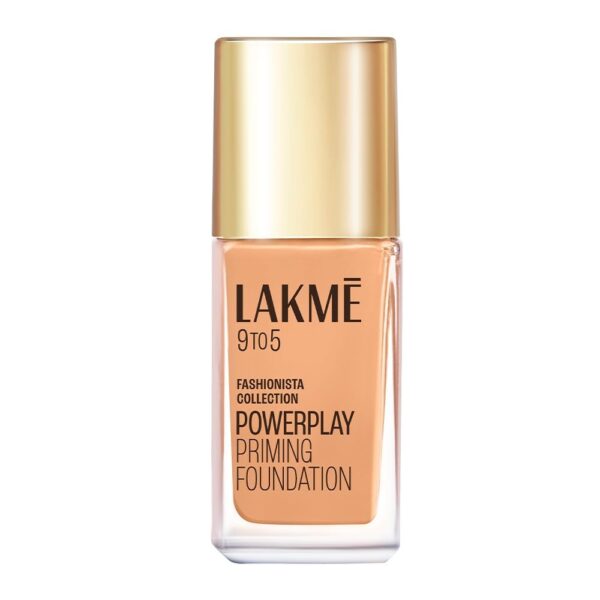 LAKME 9To5 Powerplay Full Coverage Priming Matte Foundation Liquid, Built In Primer For Normal Skin Type, Spf 20, W180 Warm Natural, 25 Ml,1 Count - Fast Shipping to USA & Canada