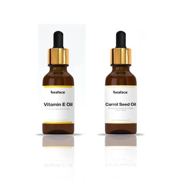 Beaface Combo Pack Vitamin Oil 20ml Carrot Seed Oil 20ml Diffuser Oil/Aromatic Bath for Health Skin(Pack of 2)