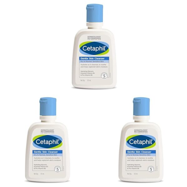 Cetaphil Face Wash Gentle Skin Cleanser for Dry to Normal, Sensitive Skin, 125 ml Hydrating Face Wash with Niacinamide, Vitamin B5 (Pack of 3) - Fast Shipping to USA & Canada