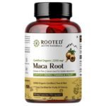 Rooted Actives Maca Root Capsules (90 Veg Caps, 750 Mg) | Stamina, Virility, Hormonal Support | Imported From Peru, Certified Organic, Gelatinised - Fast Shipping to USA