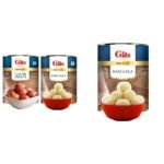 Gits Open & Eat Gulab Jamun + Rasgulla, 16 Pieces Per Can, 2Kg (2000gram)(1Kg Gulab Jamun Tin + 1Kg Rasgulla Tin) & Gits Open & Eat Rasgulla Tin, 16 Pieces per Can, 1Kg - Fast Shipping to USA & Canada
