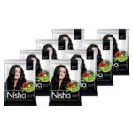 Nisha Natural Henna Powder for Hair Colour, Natural Black Semi-Permanent Hair Color, Herbal Conditioning Hair Dye for Silky & Shiny Soft Hair Colour for Men & Women 25g (Pack of 8) - Fast Shipping to USA & Canada