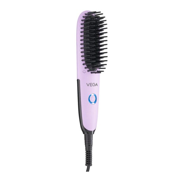 Vega Mini Hair Straightener Brush for Women with Thermoprotect Technology, Ceramic Coated Bristles & 2 Heat Settings, Automatic Cut-Off, 2 Temperature Settings, (Go Mini Series, VHSB-05), Purple - Fast Shipping to USA & Canada