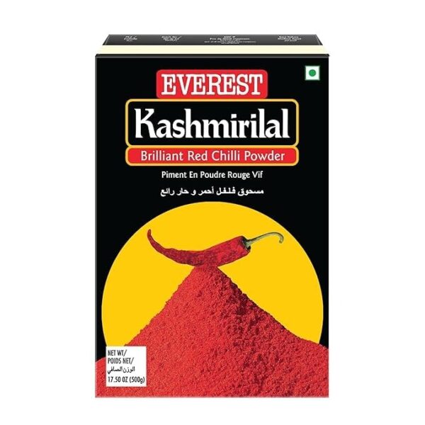 Everest Kashmirilal| Brilliant Red, Fine Ground Chilli Powder| 500 Gm Pack - Fast Shipping to USA & Canada