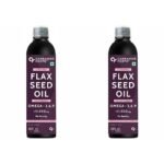 Carbamide Forte Cold Pressed Flaxseed Oil with 11500mg Omega 3 6 9 per Serving for Eating, Skin & Hair Growth - 500ml Vegetarian Oil (Pack of 2) - Fast Shipping to USA