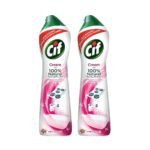 Cif Pink Multi Purpose Surface Cleaner Cream with Floral Fragrance, Removes Grease & Dirt wth Natural Cleaning Particles for Shiny Surface, 2x500ml - Fast Shipping to USA & Canada