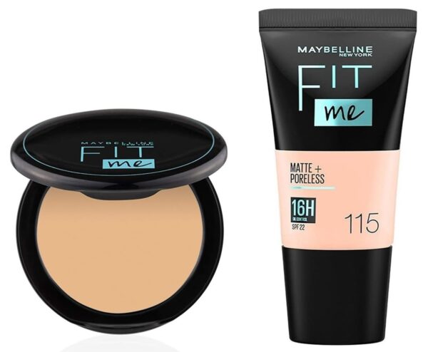 Maybelline New York Liquid Full Coverage Foundation For Oily Skin oil, Matte & Poreless, Fit Me, 115 Ivory & New York Compact Powder, 128 Warm Nude, 8G, Pack Of 1 - Fast Shipping to USA & Canada