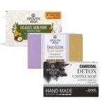 Ayouthveda Delicate Skin Pure Castile Soap (100g), Indian Clay Soap (100g), Charcoal Castile Detox Soap (110g) | Cleans, Tones & Revitalizes Skin | For Complete Skin Nourishment & Protection - Fast Shipping to USA & Canada - Image 2