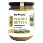 Jus' Amazin Creamy Organic Peanut Butter - Unsweetened (500g) | 31% Protein | Single Ingredient - 100% Organic Peanuts (no Added Sugar/Salt) | Vegan | Dairy Free | Keto | Clean Nutrition - Fast Shipping to USA & Canada
